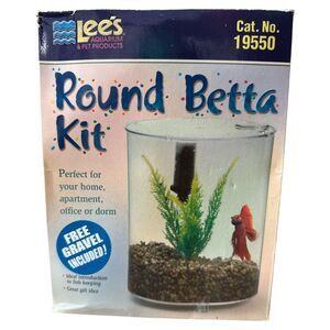NEW Lee’s Round Betta Aquarium Kit Fish Tank w/ Gravel In Box